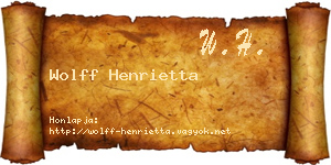 Wolff Henrietta névjegykártya